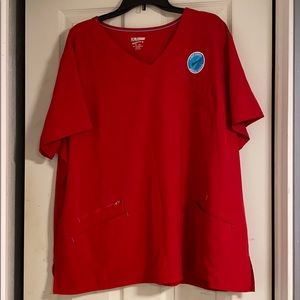 Scrubstar performance mock wrap red top. Size XXXL